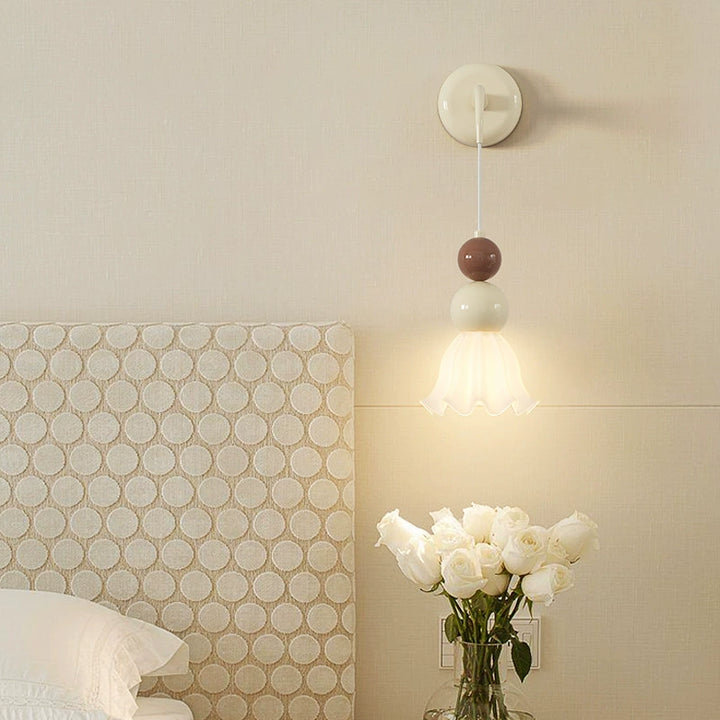 Traditional French Hardware Glass Floral Ball 1-Light Wall Sconce Lamp For Bedside