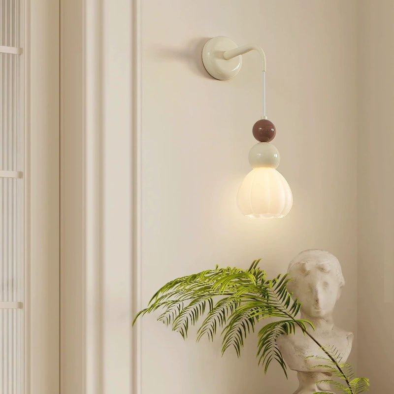 Traditional French Hardware Glass Floral Ball 1-Light Wall Sconce Lamp For Bedside