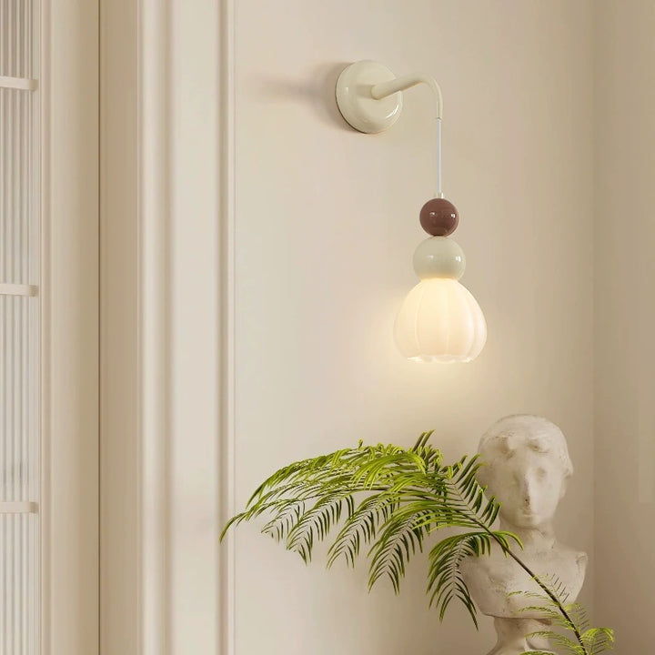 Traditional French Hardware Glass Floral Ball 1-Light Wall Sconce Lamp For Bedside
