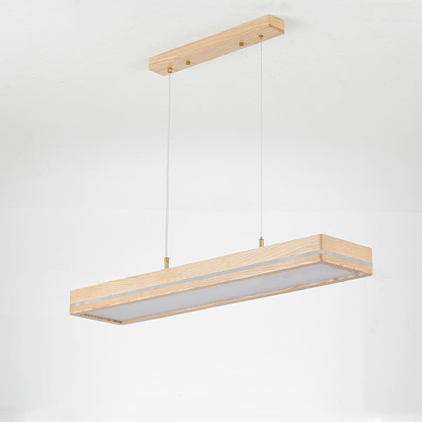 Modern Simplicity Ash Wood Acrylic Rectangular LED Chandeliers Island Light For Dining Room