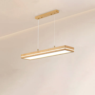 Modern Simplicity Ash Wood Acrylic Rectangular LED Chandeliers Island Light For Dining Room