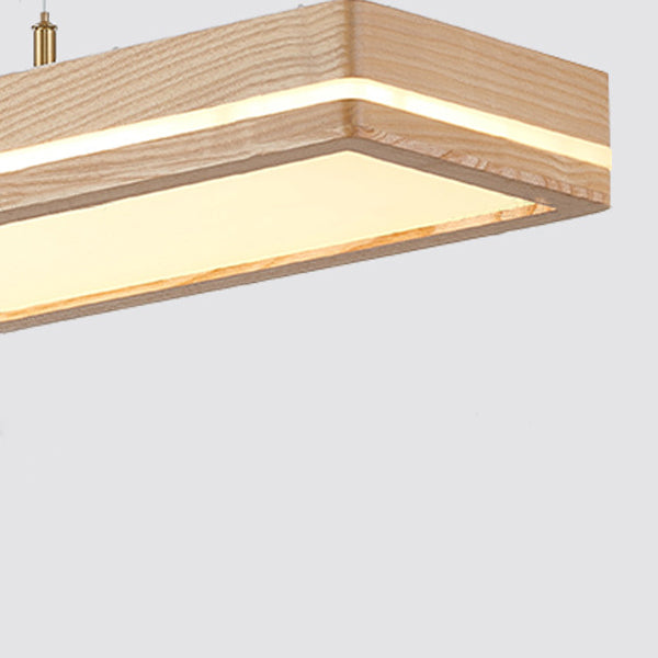 Modern Simplicity Ash Wood Acrylic Rectangular LED Chandeliers Island Light For Dining Room