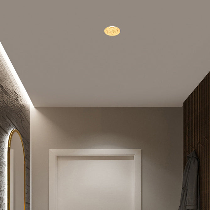 Plafonnier encastré en plâtre traditionnel français en aluminium rond avec une lumière pour couloir 