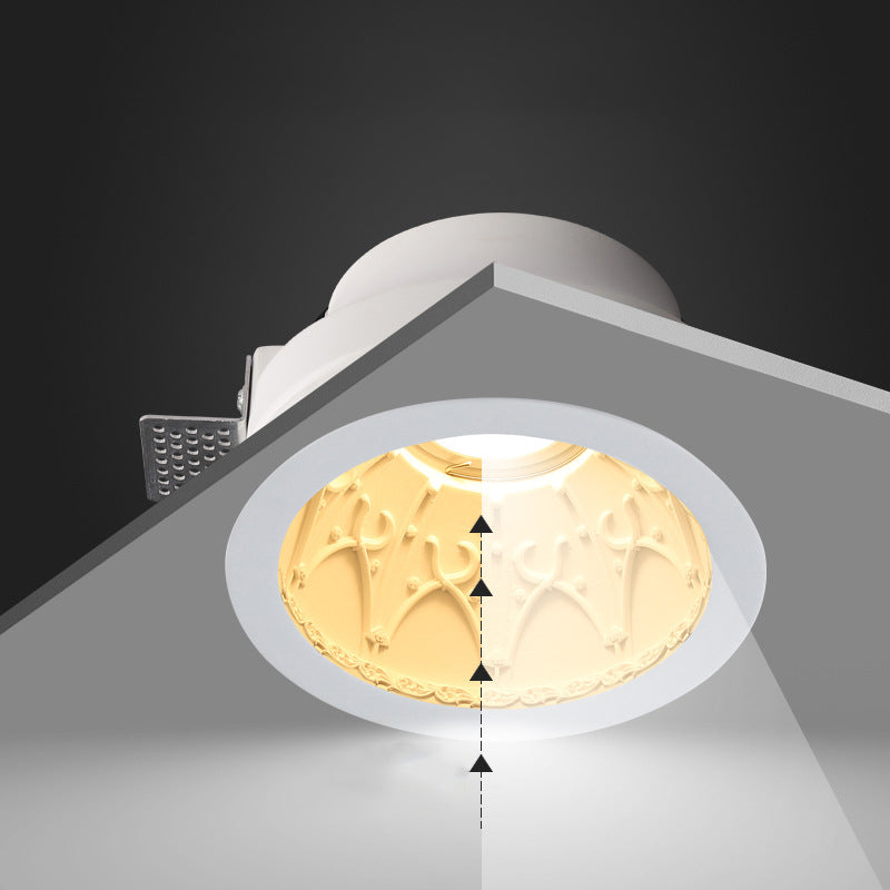 Plafonnier encastré en plâtre traditionnel français en aluminium rond avec une lumière pour couloir 