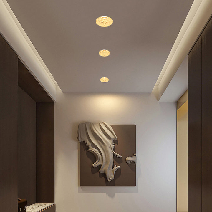 Plafonnier encastré en plâtre traditionnel français en aluminium rond avec une lumière pour couloir 