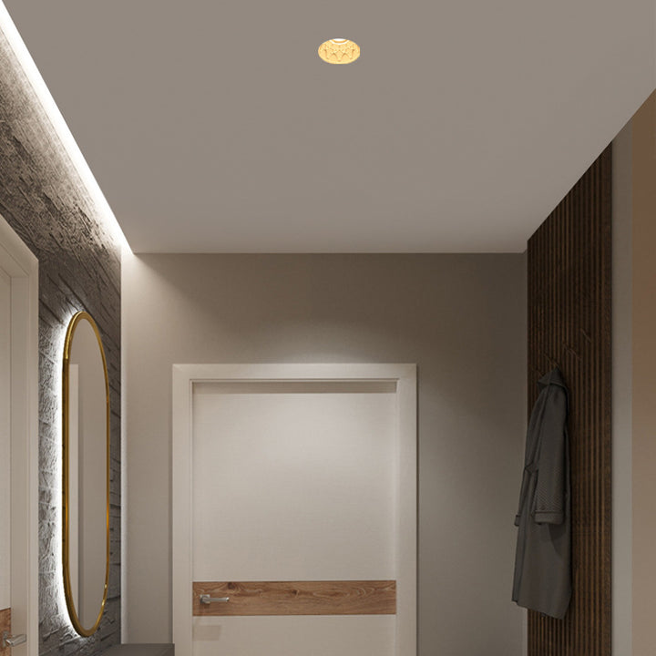 Plafonnier encastré en plâtre traditionnel français en aluminium rond avec une lumière pour couloir 