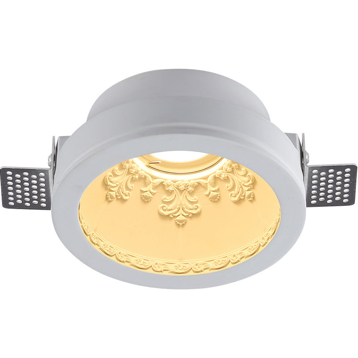 Plafonnier encastré en plâtre traditionnel français en aluminium rond avec une lumière pour couloir 