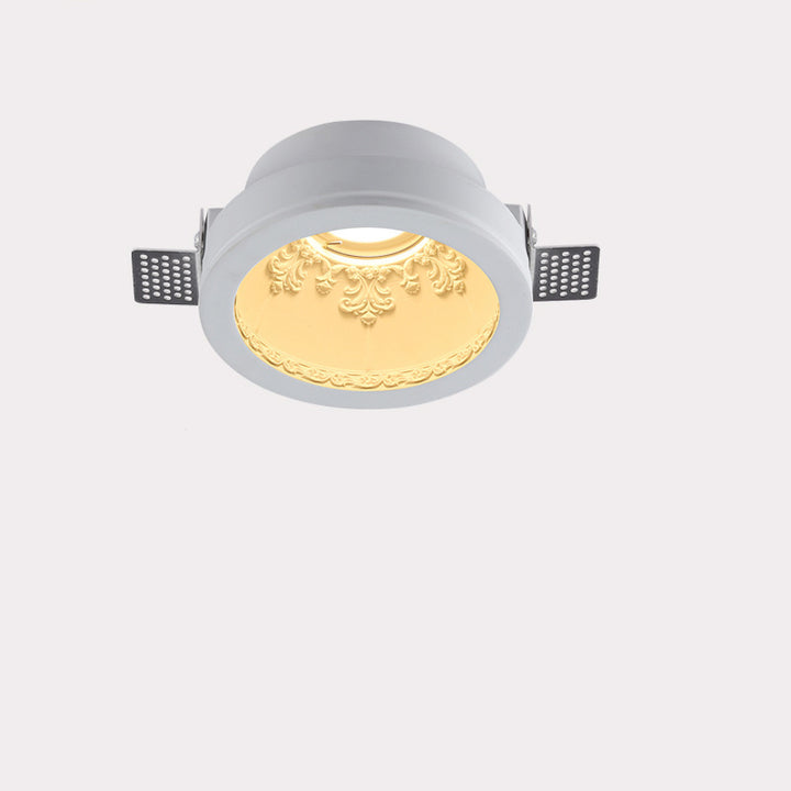 Plafonnier encastré en plâtre traditionnel français en aluminium rond avec une lumière pour couloir 