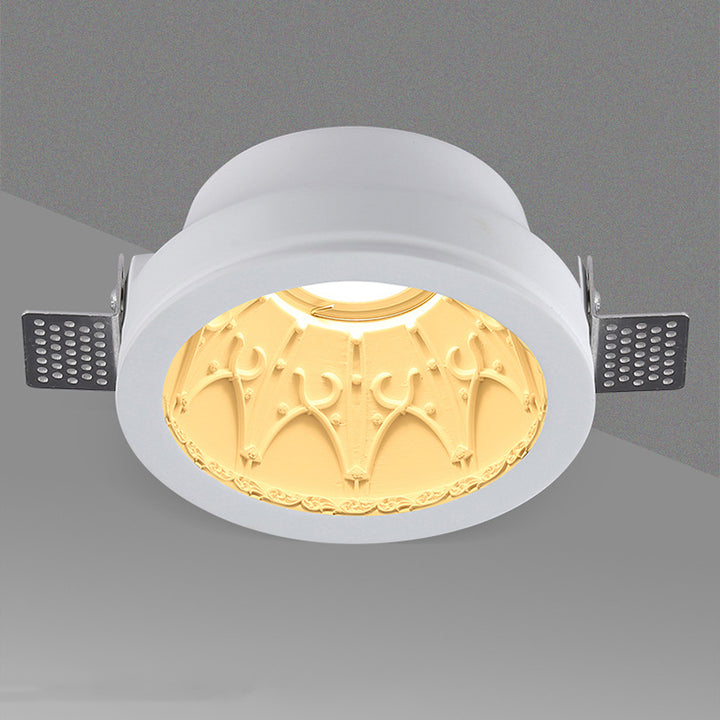 Plafonnier encastré en plâtre traditionnel français en aluminium rond avec une lumière pour couloir 