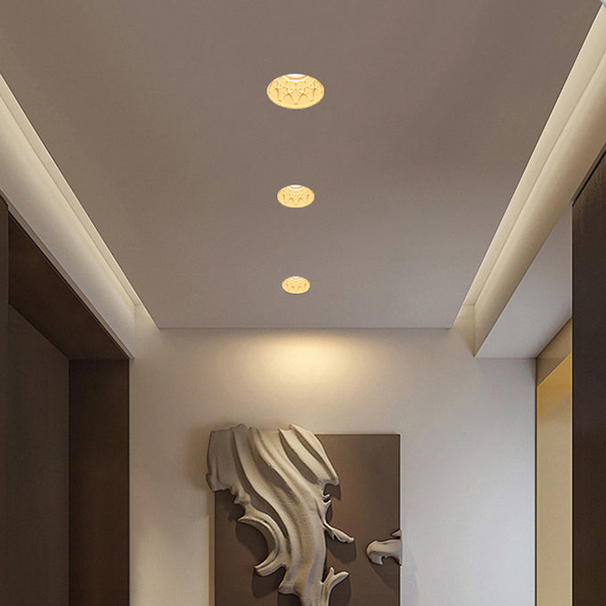 Plafonnier encastré en plâtre traditionnel français en aluminium rond avec une lumière pour couloir 