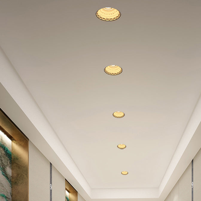 Traditional French Plaster Aluminum Round Zodiac Three-dimensional Pattern Recessed LED Flush Mount Ceiling Light Spotlight For Hallway