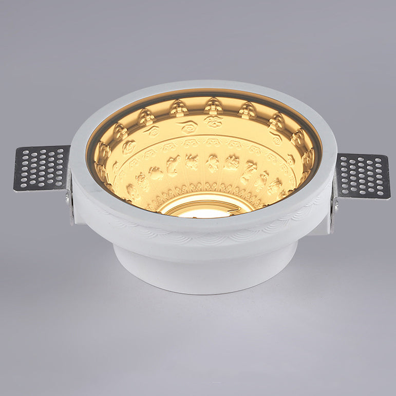 Traditional French Plaster Aluminum Round Zodiac Three-dimensional Pattern Recessed LED Flush Mount Ceiling Light Spotlight For Hallway
