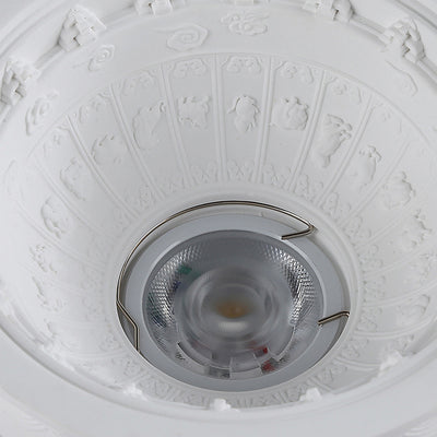Traditional French Plaster Aluminum Round Zodiac Three-dimensional Pattern Recessed LED Flush Mount Ceiling Light Spotlight For Hallway