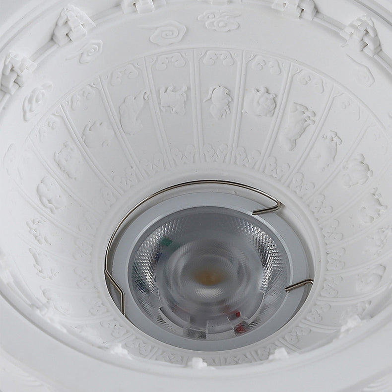 Traditional French Plaster Aluminum Round Zodiac Three-dimensional Pattern Recessed LED Flush Mount Ceiling Light Spotlight For Hallway