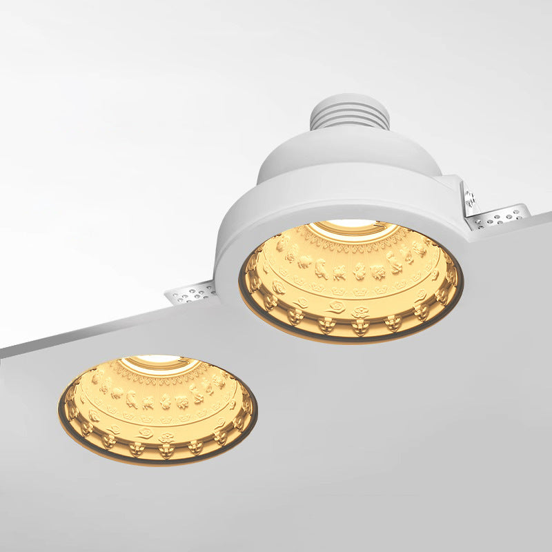Traditional French Plaster Aluminum Round Zodiac Three-dimensional Pattern Recessed LED Flush Mount Ceiling Light Spotlight For Hallway