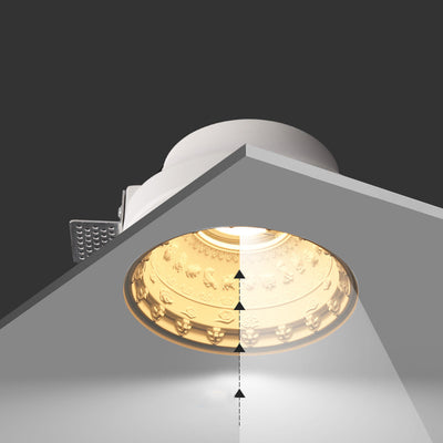 Traditional French Plaster Aluminum Round Zodiac Three-dimensional Pattern Recessed LED Flush Mount Ceiling Light Spotlight For Hallway