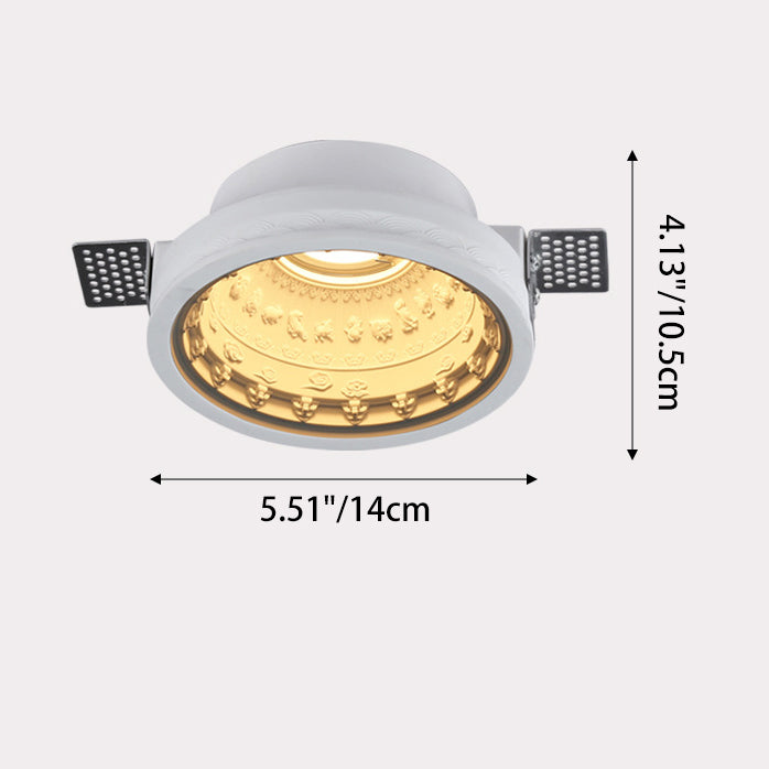 Traditional French Plaster Aluminum Round Zodiac Three-dimensional Pattern Recessed LED Flush Mount Ceiling Light Spotlight For Hallway