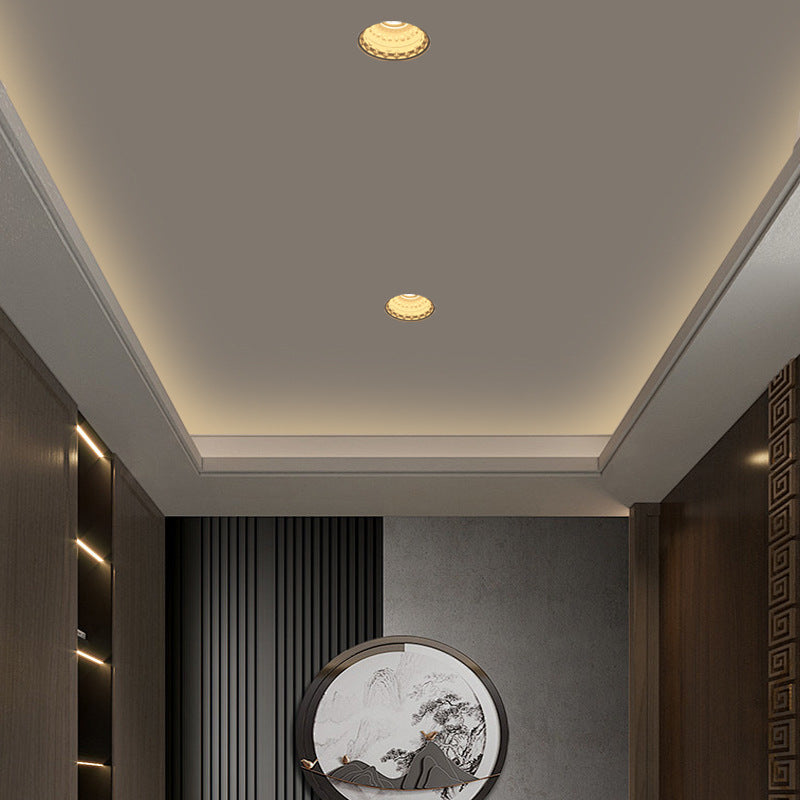 Traditional French Plaster Aluminum Round Zodiac Three-dimensional Pattern Recessed LED Flush Mount Ceiling Light Spotlight For Hallway
