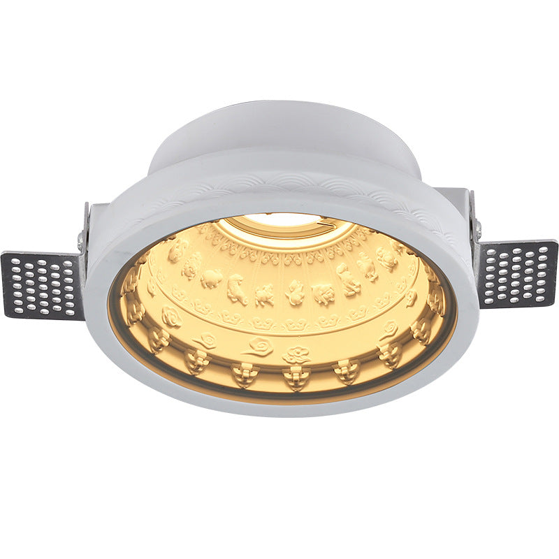 Traditional French Plaster Aluminum Round Zodiac Three-dimensional Pattern Recessed LED Flush Mount Ceiling Light Spotlight For Hallway