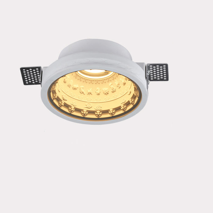 Traditional French Plaster Aluminum Round Zodiac Three-dimensional Pattern Recessed LED Flush Mount Ceiling Light Spotlight For Hallway
