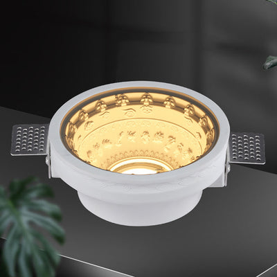 Traditional French Plaster Aluminum Round Zodiac Three-dimensional Pattern Recessed LED Flush Mount Ceiling Light Spotlight For Hallway