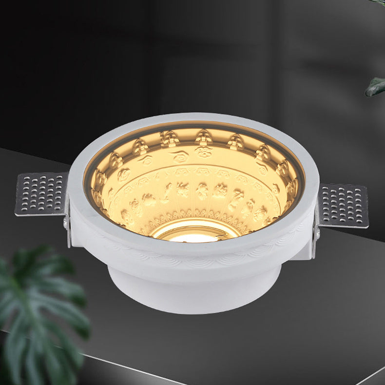 Traditional French Plaster Aluminum Round Zodiac Three-dimensional Pattern Recessed LED Flush Mount Ceiling Light Spotlight For Hallway