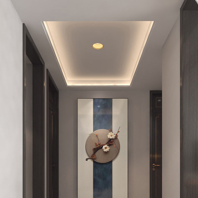 Traditional French Plaster Aluminum Round Zodiac Three-dimensional Pattern Recessed LED Flush Mount Ceiling Light Spotlight For Hallway