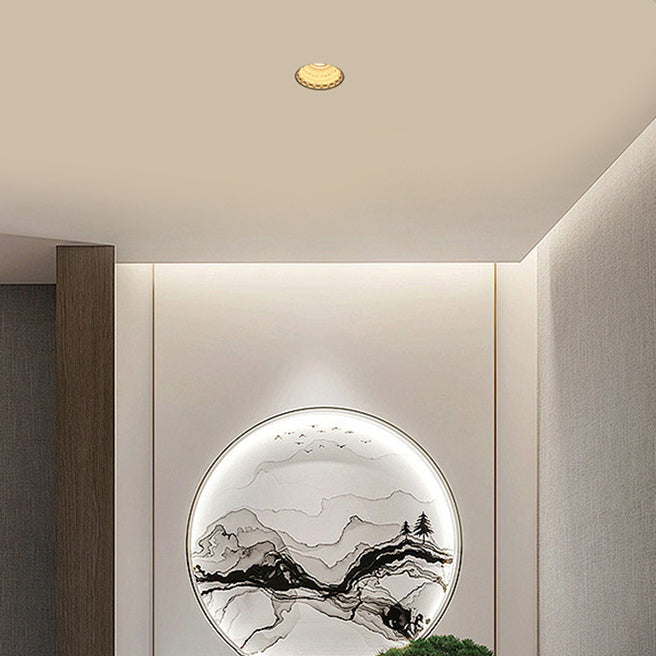 Traditional French Plaster Aluminum Round Zodiac Three-dimensional Pattern Recessed LED Flush Mount Ceiling Light Spotlight For Hallway