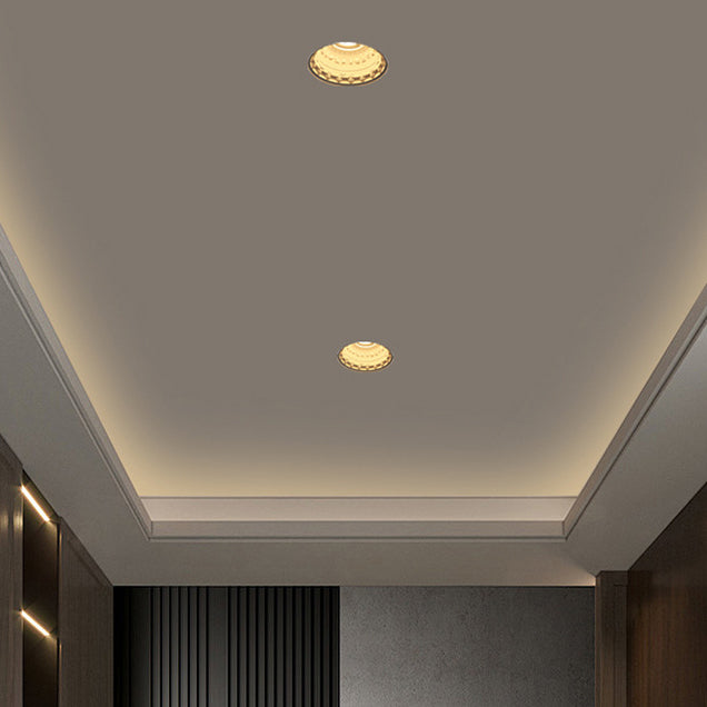 Traditional French Plaster Aluminum Round Zodiac Three-dimensional Pattern Recessed LED Flush Mount Ceiling Light Spotlight For Hallway