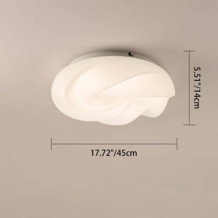 Contemporary Nordic Iron PE Cookies Swirled LED Semi-Flush Mount Ceiling Light For Bedroom