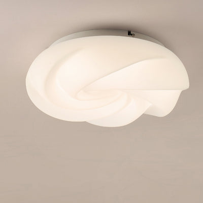 Contemporary Nordic Iron PE Cookies Swirled LED Semi-Flush Mount Ceiling Light For Bedroom