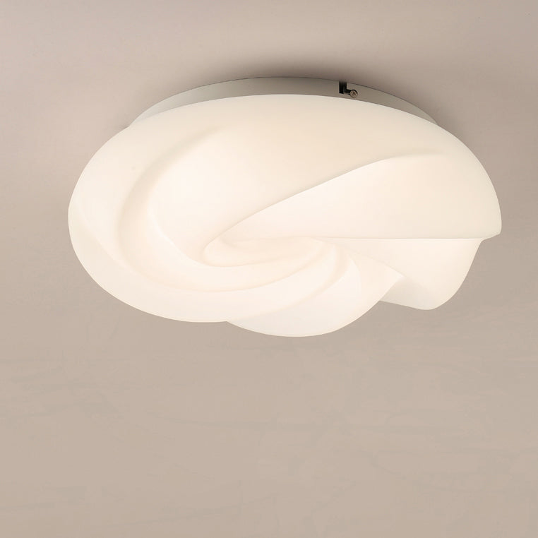 Contemporary Nordic Iron PE Cookies Swirled LED Semi-Flush Mount Ceiling Light For Bedroom