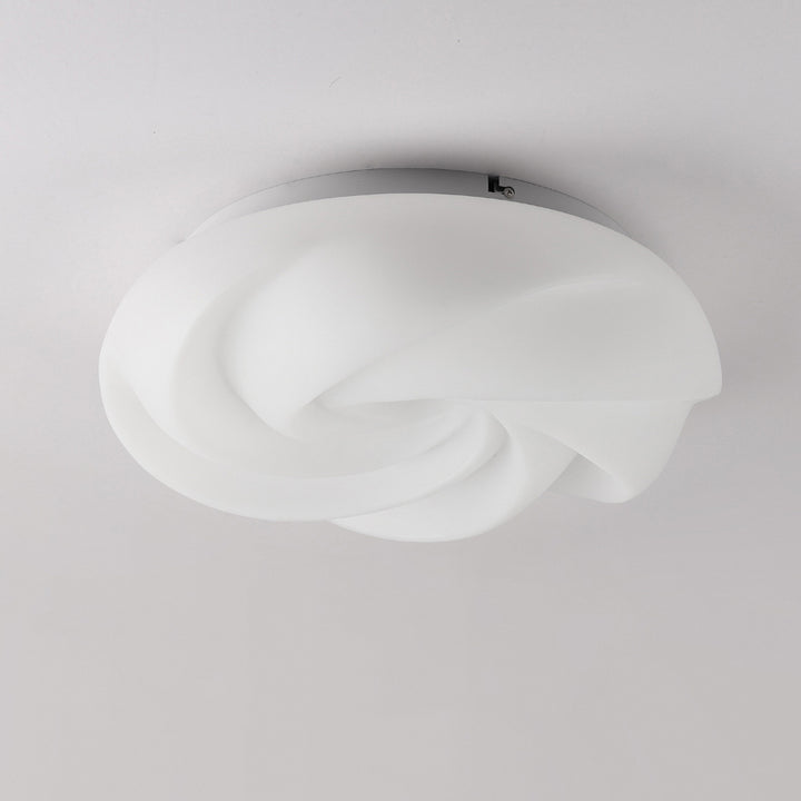 Contemporary Nordic Iron PE Cookies Swirled LED Semi-Flush Mount Ceiling Light For Bedroom