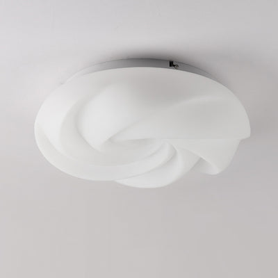 Contemporary Nordic Iron PE Cookies Swirled LED Semi-Flush Mount Ceiling Light For Bedroom