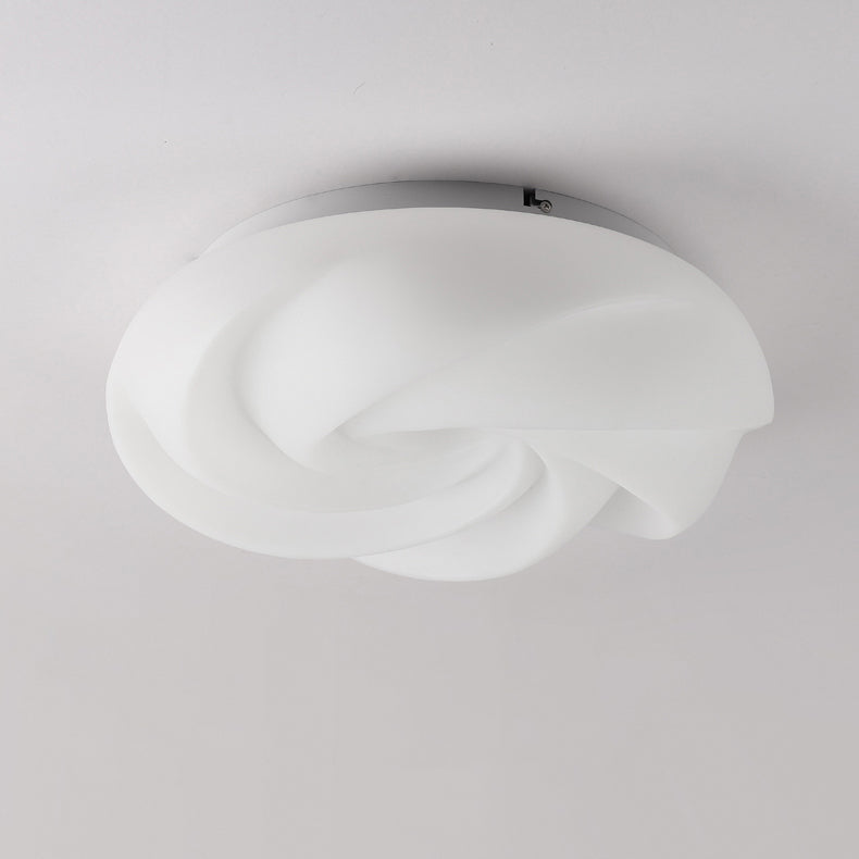 Contemporary Nordic Iron PE Cookies Swirled LED Semi-Flush Mount Ceiling Light For Bedroom