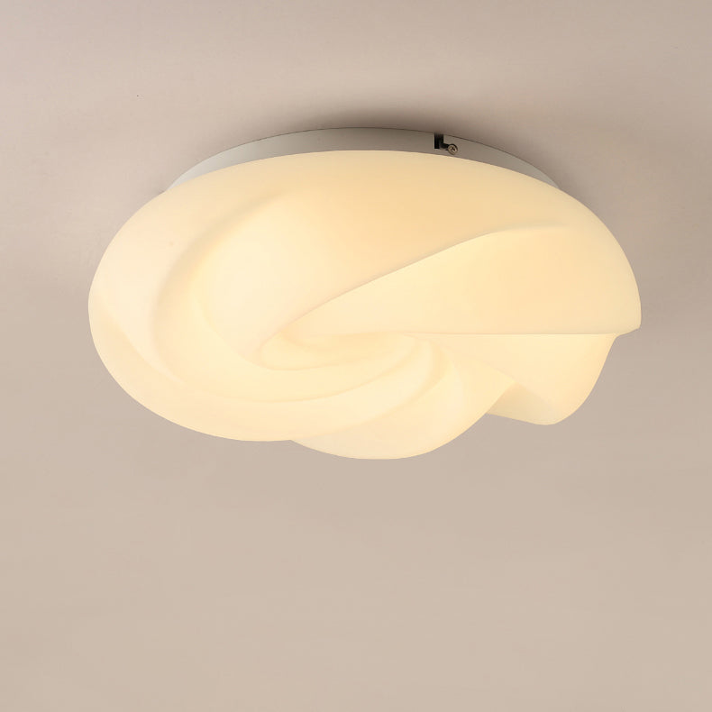 Contemporary Nordic Iron PE Cookies Swirled LED Semi-Flush Mount Ceiling Light For Bedroom