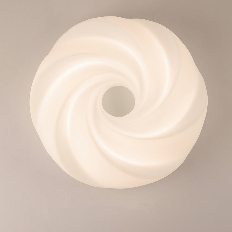 Contemporary Nordic Iron PE Cookies Swirled LED Semi-Flush Mount Ceiling Light For Bedroom