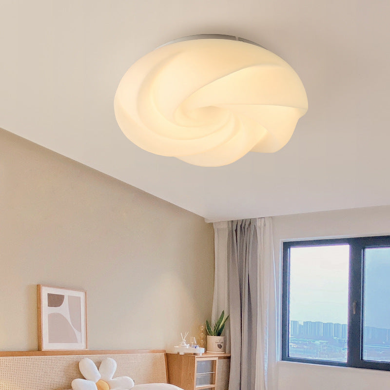 Contemporary Nordic Iron PE Cookies Swirled LED Semi-Flush Mount Ceiling Light For Bedroom