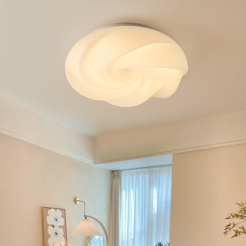 Contemporary Nordic Iron PE Cookies Swirled LED Semi-Flush Mount Ceiling Light For Bedroom