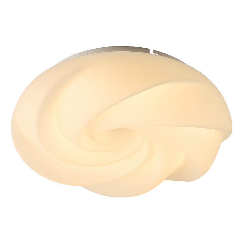Contemporary Nordic Iron PE Cookies Swirled LED Semi-Flush Mount Ceiling Light For Bedroom