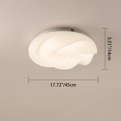 Contemporary Nordic Iron PE Cookies Swirled LED Semi-Flush Mount Ceiling Light For Bedroom