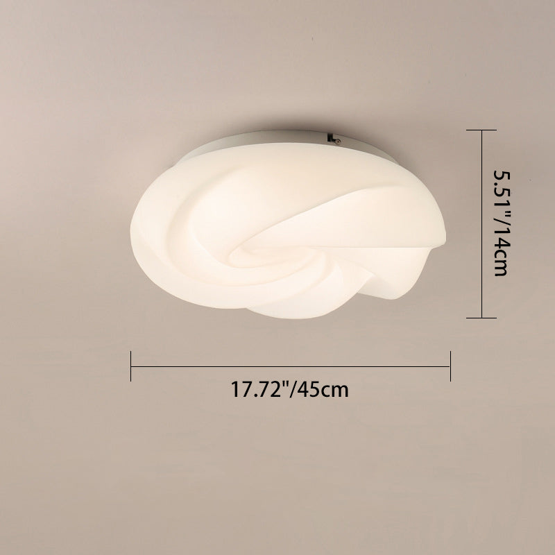 Contemporary Nordic Iron PE Cookies Swirled LED Semi-Flush Mount Ceiling Light For Bedroom