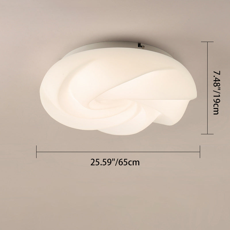 Contemporary Nordic Iron PE Cookies Swirled LED Semi-Flush Mount Ceiling Light For Bedroom