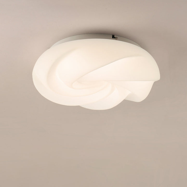 Contemporary Nordic Iron PE Cookies Swirled LED Semi-Flush Mount Ceiling Light For Bedroom