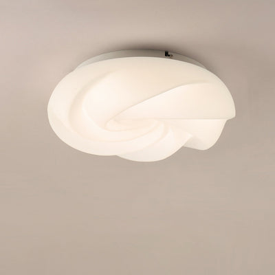 Contemporary Nordic Iron PE Cookies Swirled LED Semi-Flush Mount Ceiling Light For Bedroom