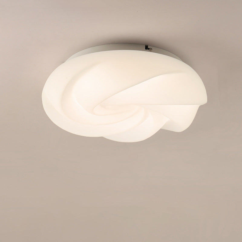 Contemporary Nordic Iron PE Cookies Swirled LED Semi-Flush Mount Ceiling Light For Bedroom
