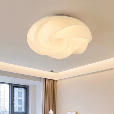 Contemporary Nordic Iron PE Cookies Swirled LED Semi-Flush Mount Ceiling Light For Bedroom