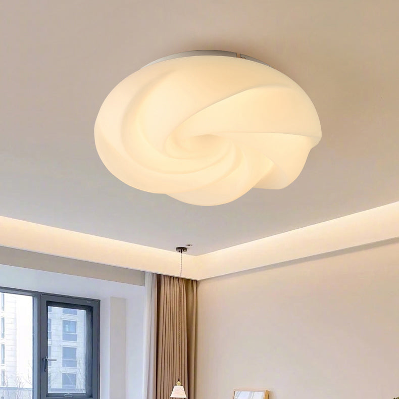 Contemporary Nordic Iron PE Cookies Swirled LED Semi-Flush Mount Ceiling Light For Bedroom