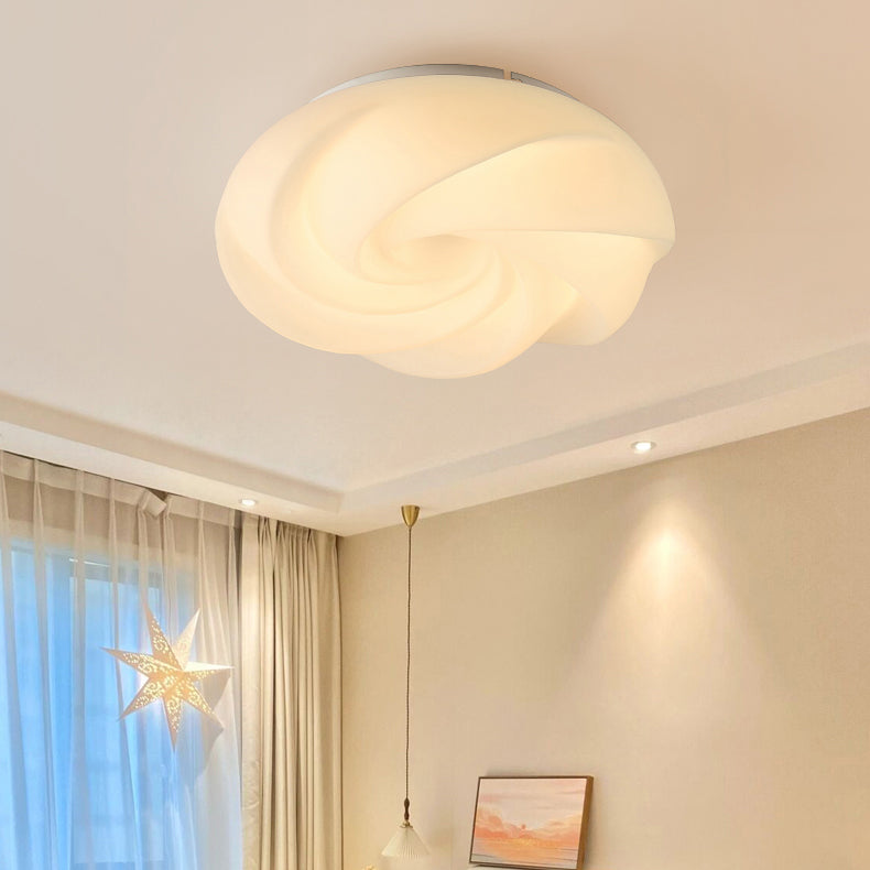 Contemporary Nordic Iron PE Cookies Swirled LED Semi-Flush Mount Ceiling Light For Bedroom