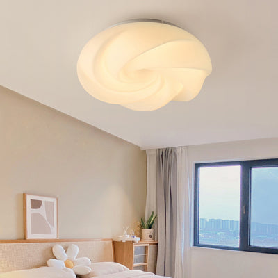 Contemporary Nordic Iron PE Cookies Swirled LED Semi-Flush Mount Ceiling Light For Bedroom